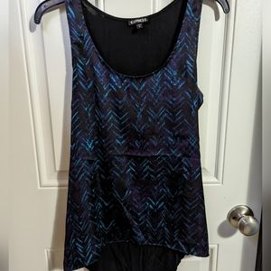 Neon Chevron pattern high low sleeveless blouse size small